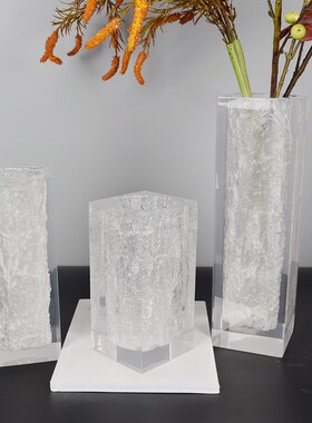 简约现代b样板间客厅电视柜裂纹花器摆件花瓶花艺花插家居软装饰