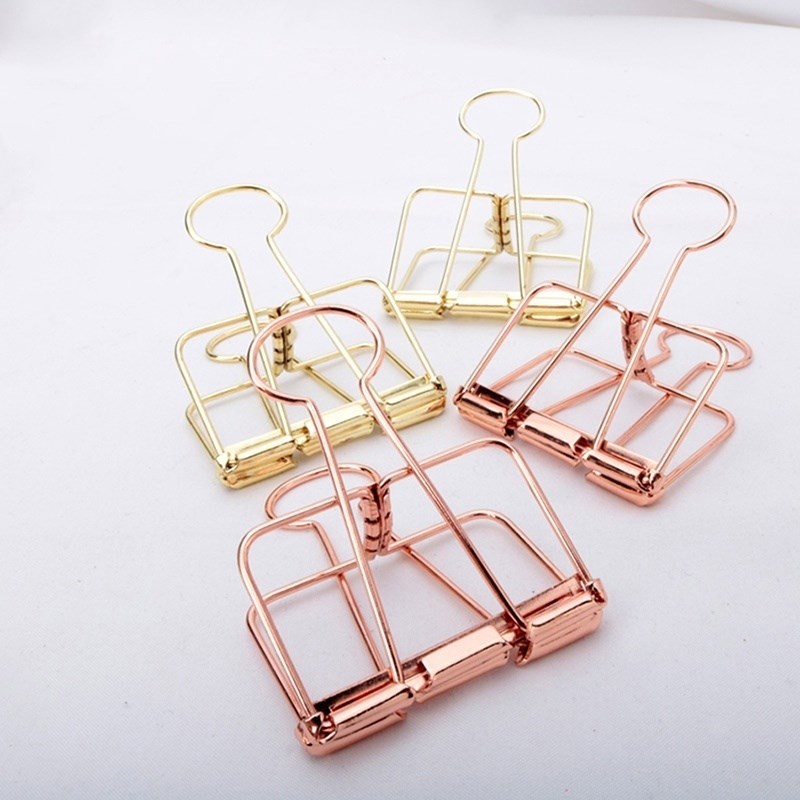 10Pcs Rosegold Binder Clips Paper Clip Office School Supplie-图0