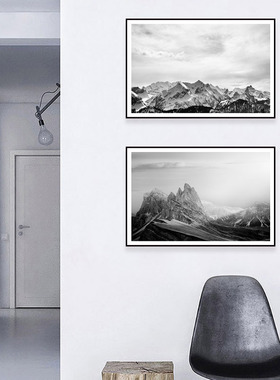 黑白风景摄影装饰画办公室工业风现代简约客厅沙发背景墙壁画艺术