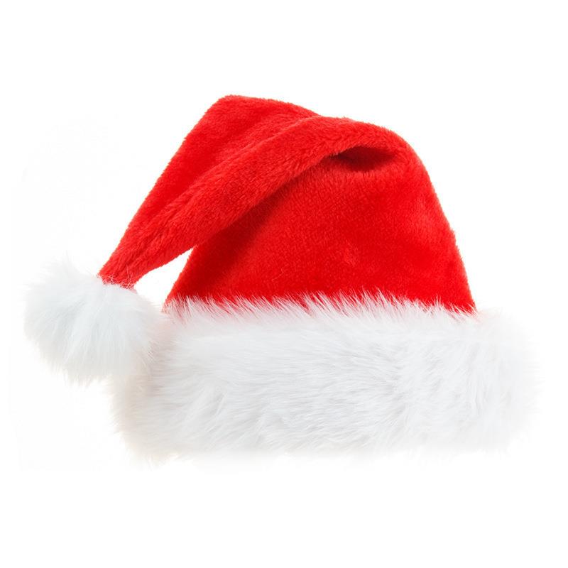 热销耶诞节加大加厚大球耶诞帽 耶诞老人帽保暖高档长毛绒耶诞帽 - 图0