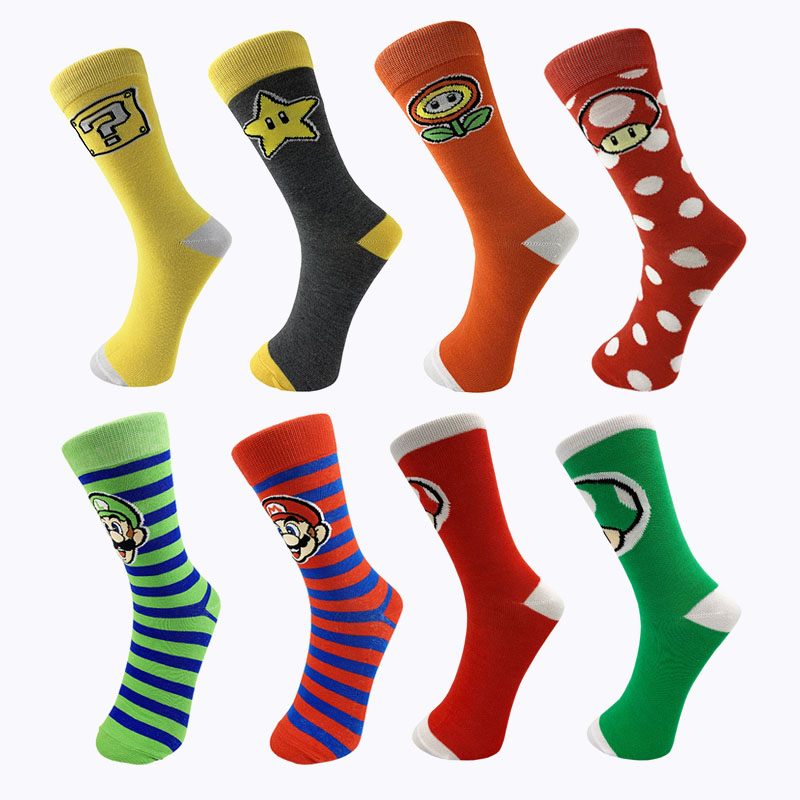 速发Super Mario Brother Socks Luigi Toad Cartoon Socks Pure-图0