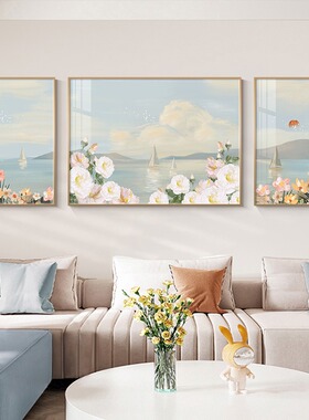客厅北欧装饰画风景画花海温馨沙发后墙面壁画背景墙现代简约挂画