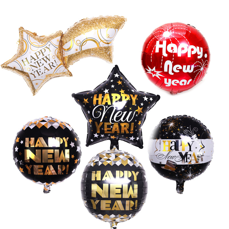 H ppy New Year AluominuY Film Balloon New mear MeteoraWine B - 图1