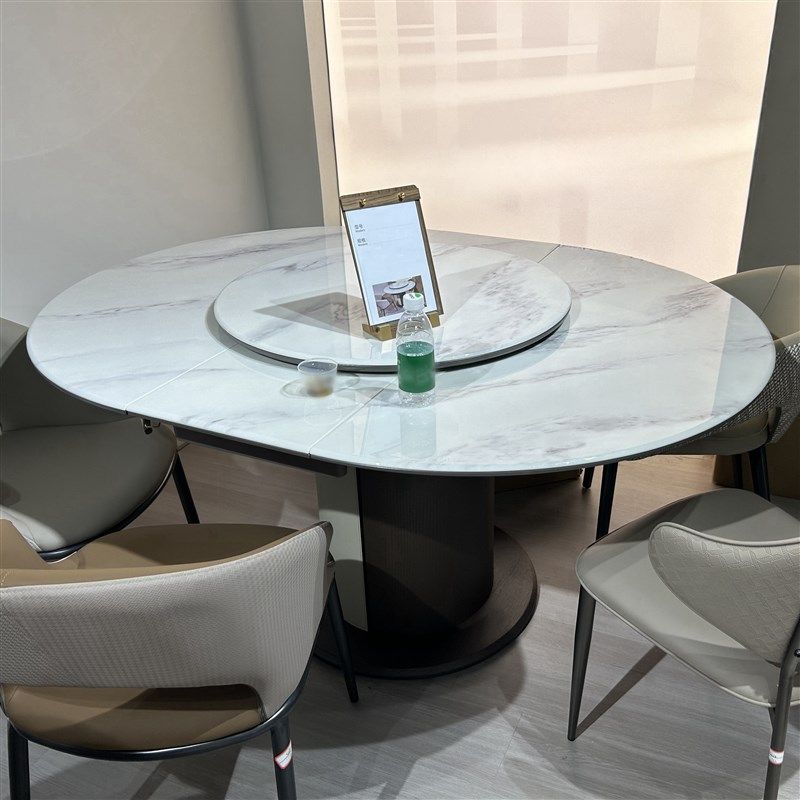 CZ061功能圆餐台1.2米微晶石圆餐桌1.55米椭圆桌拉伸功能餐桌转盘,淘宝优惠券,粉丝福利购,淘宝优惠卷