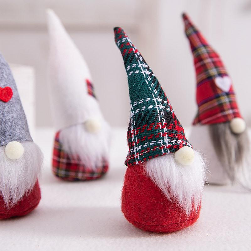 极速Love Plaid Christmas Faceless Doll Doll Nordic Wind Rudo - 图3