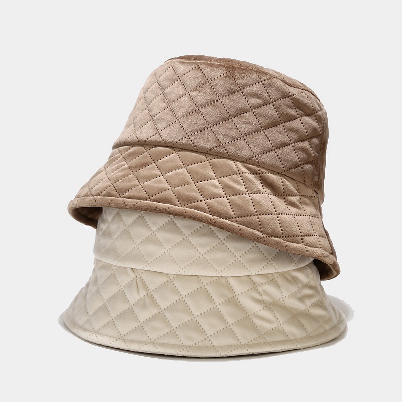 速发New Autumn Winter Grid Women Corduroy Panama Bucket Hat - 图2