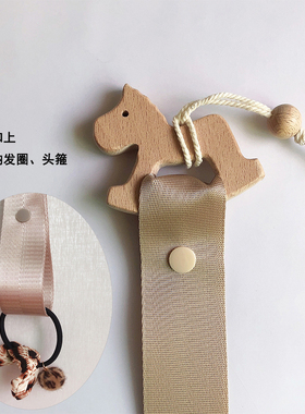 小众高货儿童发夹收纳带条原木头饰品收纳绳璧挂式发饰宝宝发卡整