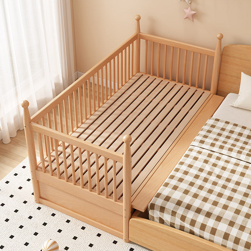 实木拼接床婴儿加宽床边带护栏可储物男女孩榉木宝宝儿童拼接大床,淘宝优惠券,粉丝福利购,淘宝优惠卷