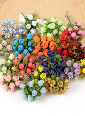 热销12PCs/lot Silk Rose Artificial Flowers Bouquet Fake Flow