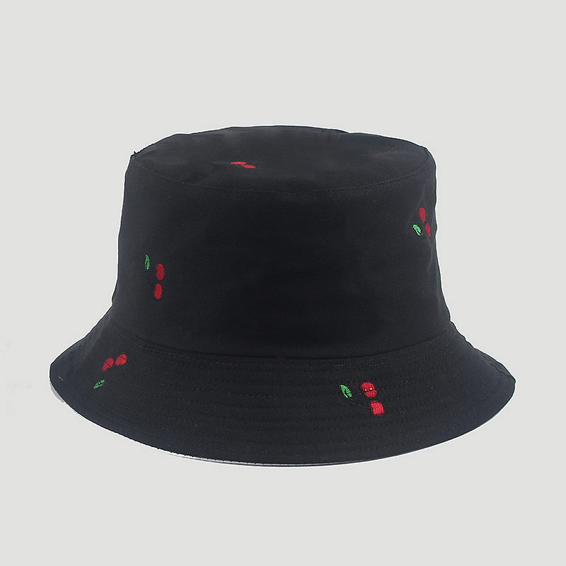 网红Panama Fruit Cherry Print Bucket Hat For  Women Fisherma - 图3
