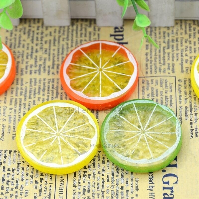 推荐3PCS Mini Artificial Fruit Simulation Lemon Slices 3 Col-图0