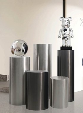 不锈钢圆形展示台展厅陈列底座现代轻奢简约入户玄关落地雕塑摆件