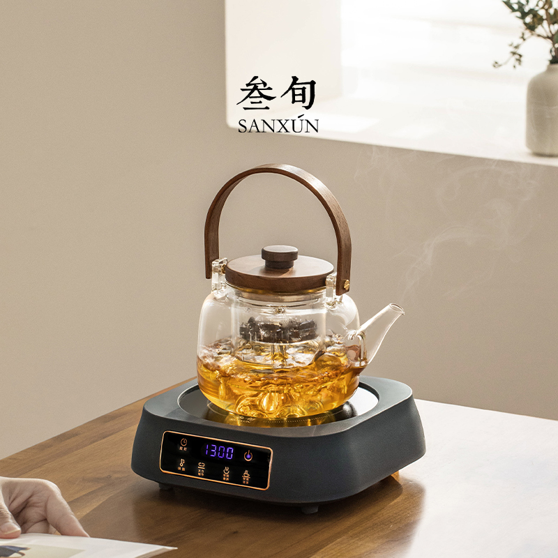 叁旬远山耐高温玻璃煮茶壶家用养生泡茶壶烧水壶小型黑晶炉煮茶器 - 图3