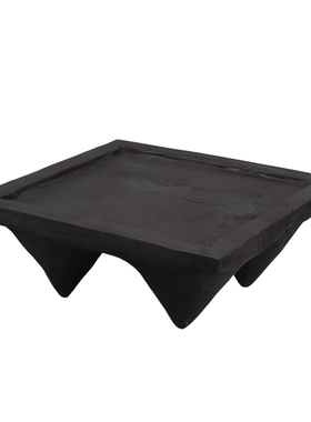 新中式日式侘寂风创意托盘胡茶盘碳化黑色木盘子家居W软装饰品摆