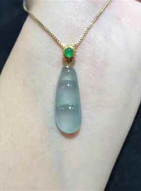 翡翠原石a货福瓜吊坠满绿佛公冰种福豆平安扣阳绿如意缅甸18K金镶