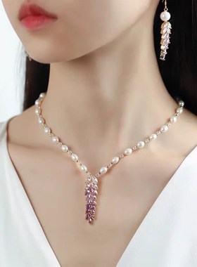 天然麦穗珍珠项链女款小众设计感高级首饰轻奢气质锁骨链节日礼物