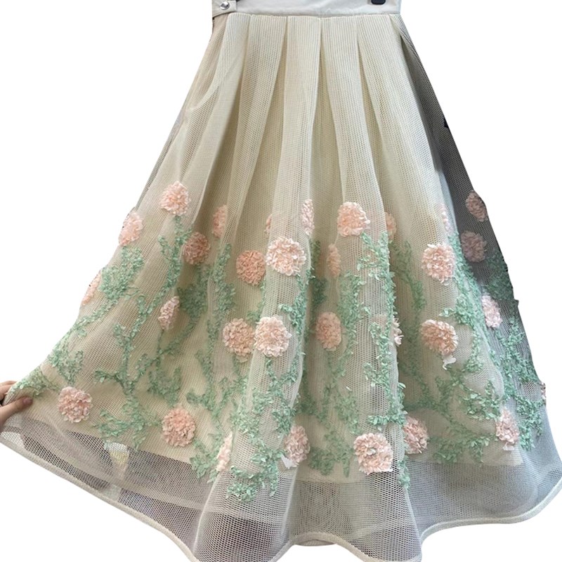 网红TWOTWINSTYLE Casual Patchwork Floral Skirt For Women Hig - 图1