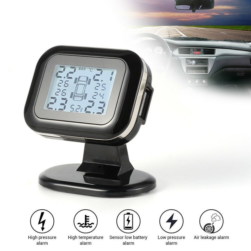 Wireless TPMS Car Tire Pressure Monitor System LCD Sn USB Q - 图1