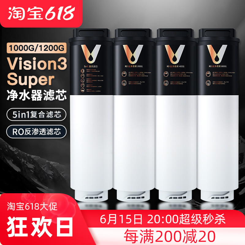 推荐云米净水器滤芯SuperVision3系列1000G1200G1号5in1复合2号反 - 图0