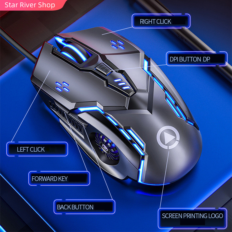 速发Gamer Gaming Mouse 6D 3200DPI Luminous Adjustable USB Co - 图0