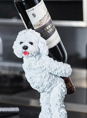 欧式酒架创意家用放葡萄酒架家居装饰品客厅吧台摆件可爱狗红酒架