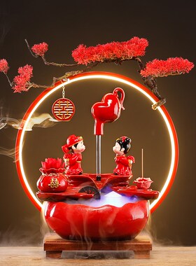 结婚礼物送新人送闺蜜实用创意陶瓷流水摆件订婚新婚婚房布置装扮