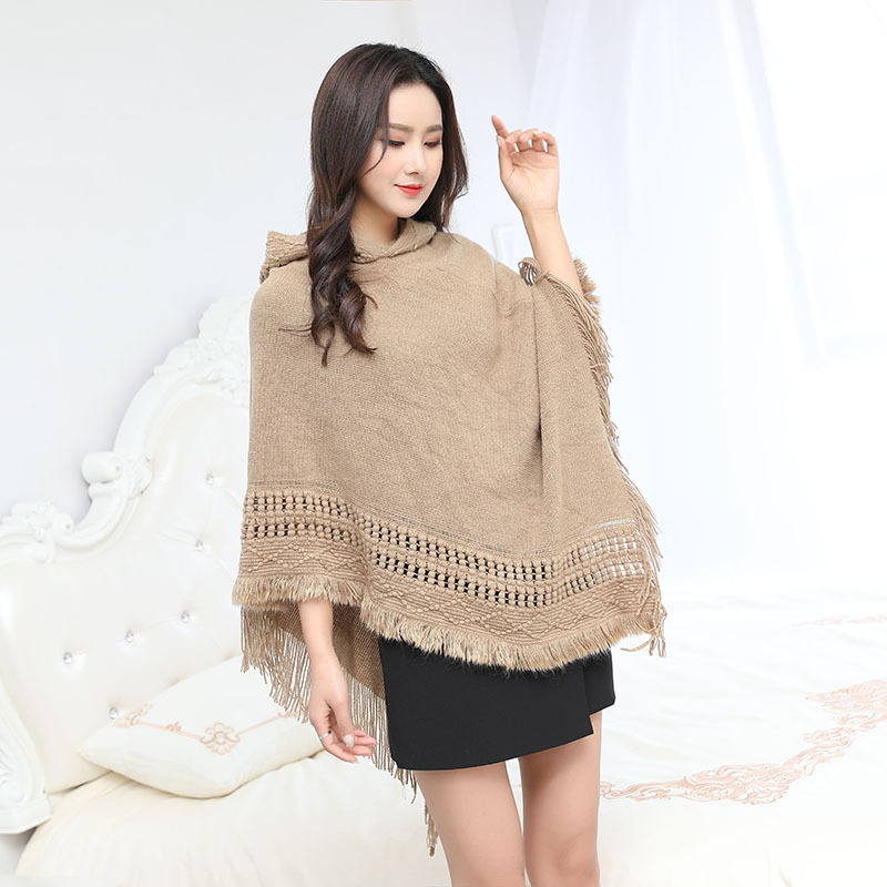 速发Women's hooded hollow tassel oversized loose and slimmin - 图1