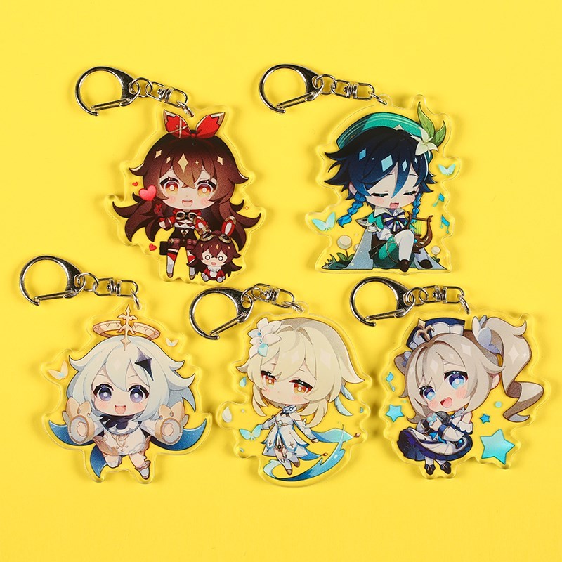 极速2021 Anime Keychain Genshin Impact Venti Hutao Zhongli D - 图1