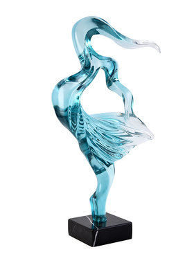 现代简约水晶雕塑工艺p品抽象海女人物摆件样板房客厅别墅玄关装