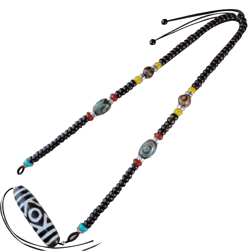 天珠横穿挂绳 椰壳三眼横穿竖穿天珠挂绳 男女锁骨天.珠项链横穿