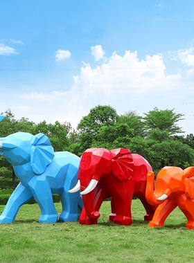 户外景区草坪卡通大象雕塑幼儿园仿真大象座椅小区摆件公园美陈