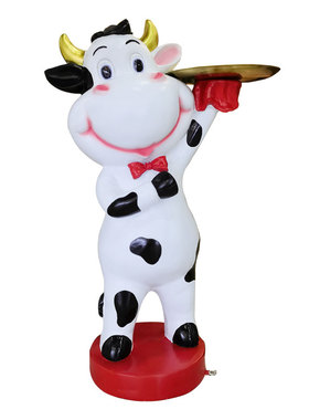 店铺门口装饰吸引人咖啡厅奶茶蛋糕店开业卡通落地奶牛饭店摆件