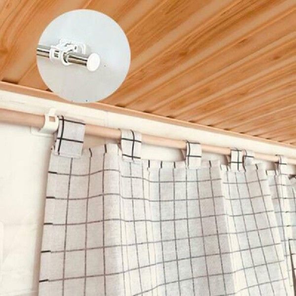 推荐2pcs Nail-Free Adjuable Curtain Rod Holder Clamp Hooks - 图1