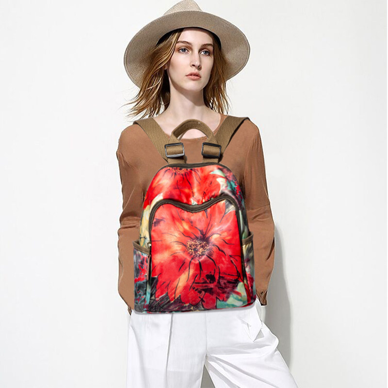 印花牛津布双肩包女2022新款时尚防水旅行小背包轻便帆布女包包,淘宝优惠券,粉丝福利购,淘宝优惠卷