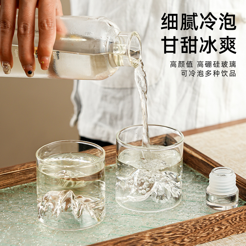 冷泡茶瓶子夏玻璃冷萃壶茶叶泡茶壶围炉冰茶茶具凉杯高硼硅刻度$$ - 图1