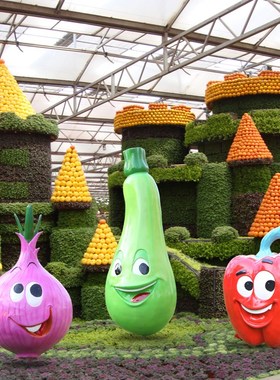 户外卡通水果蔬菜摆件玻璃钢创意植物雕塑大型庭院农庄园林装饰品
