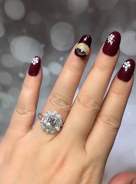小众高货Fashion double layer flower morsonite opening ring j