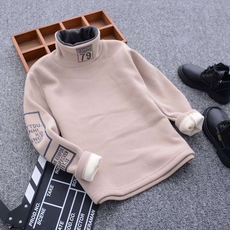 网红Autumn Winter Turtleneck Plus Velet Clothes For Boys Top-图1