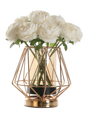 美式轻奢创意装饰金属花瓶摆件烛台摆设客厅家居插花玄关餐桌花器