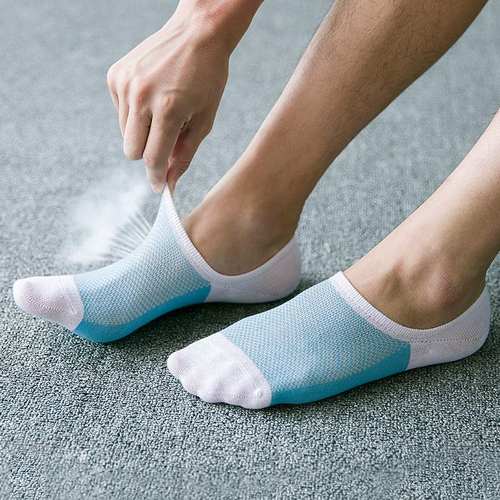 网红2021 new mesh breathable invisible ship socks sweat abso-图0