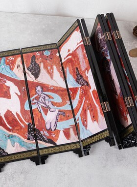 大美敦煌屏风桌面摆件桌屏九色鹿屏风博物馆文创礼品中国风新年礼