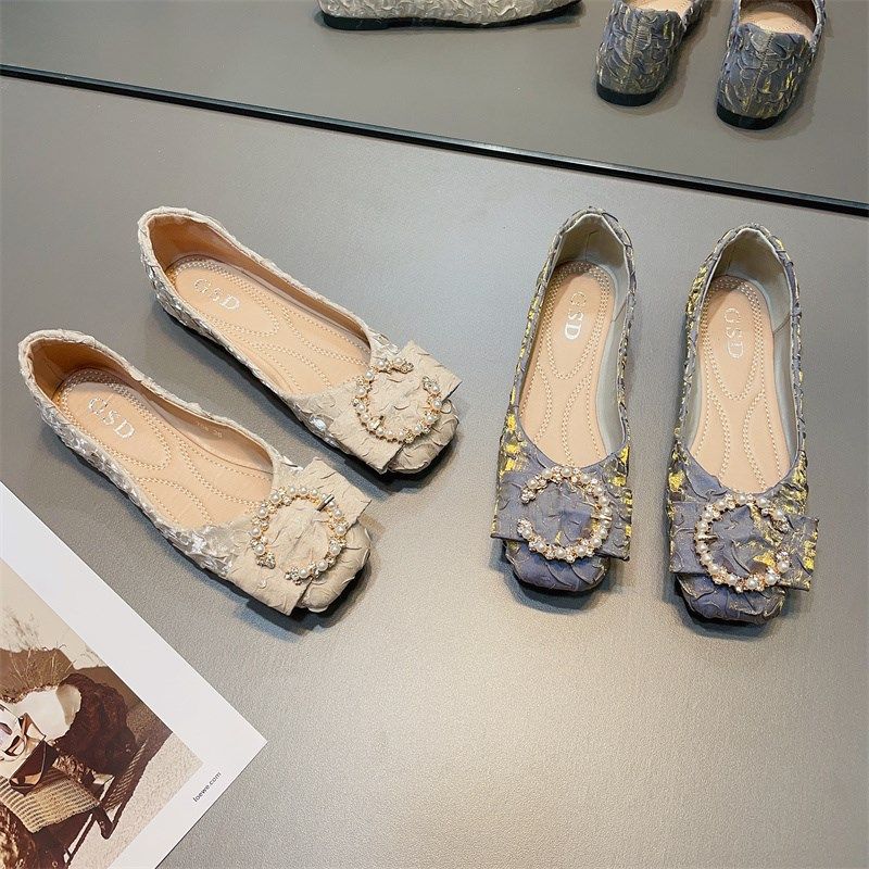 法式平底平跟单鞋女2024u年新款浅口方头温柔鞋子女瓢鞋软底豆豆,淘宝优惠券,粉丝福利购,淘宝优惠卷