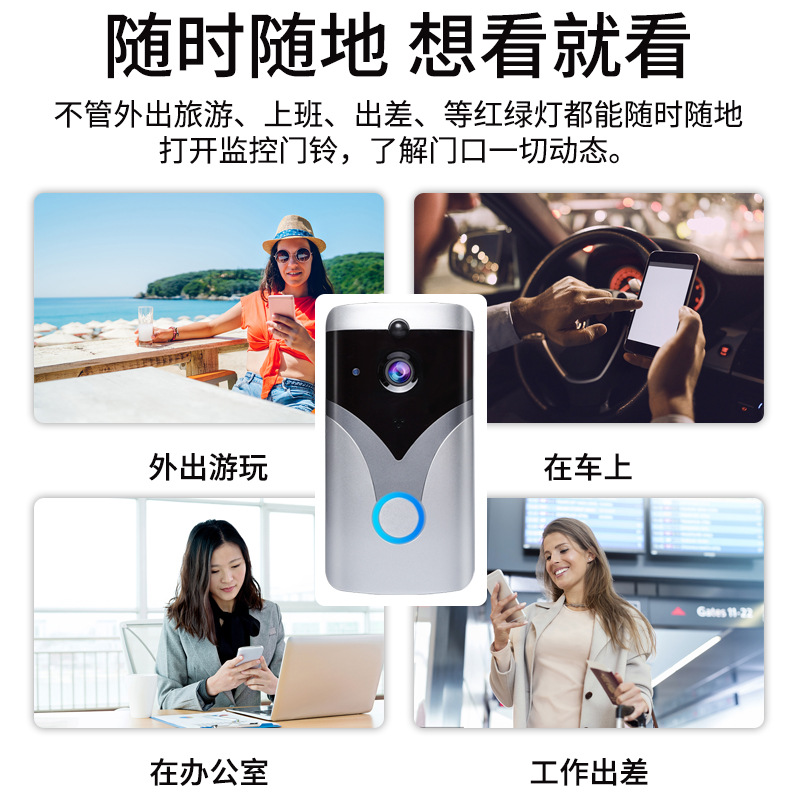 WiFi可视门铃高清远程语音对讲 UBOX智能监控doorbell低功耗门铃 - 图0