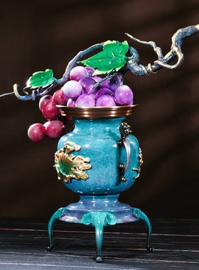 多子多福创意葡萄摆件入户玄关装饰花瓶工艺品摆件乔迁新居礼品