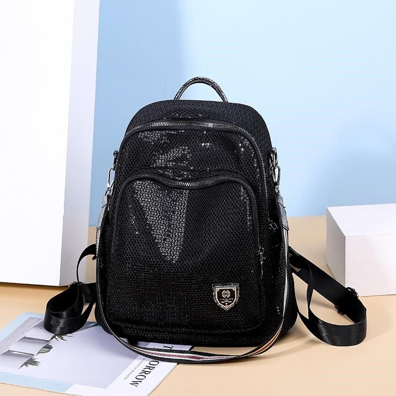 双肩包女韩版2023新款百搭休闲旅行背包时尚亮片牛津布背挎两用包,淘宝优惠券,粉丝福利购,淘宝优惠卷