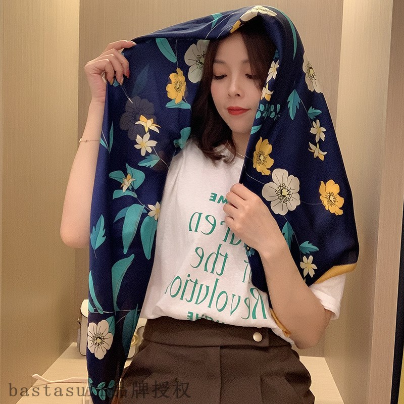 推荐2021 new generous scarf female flower printed brocade si - 图2