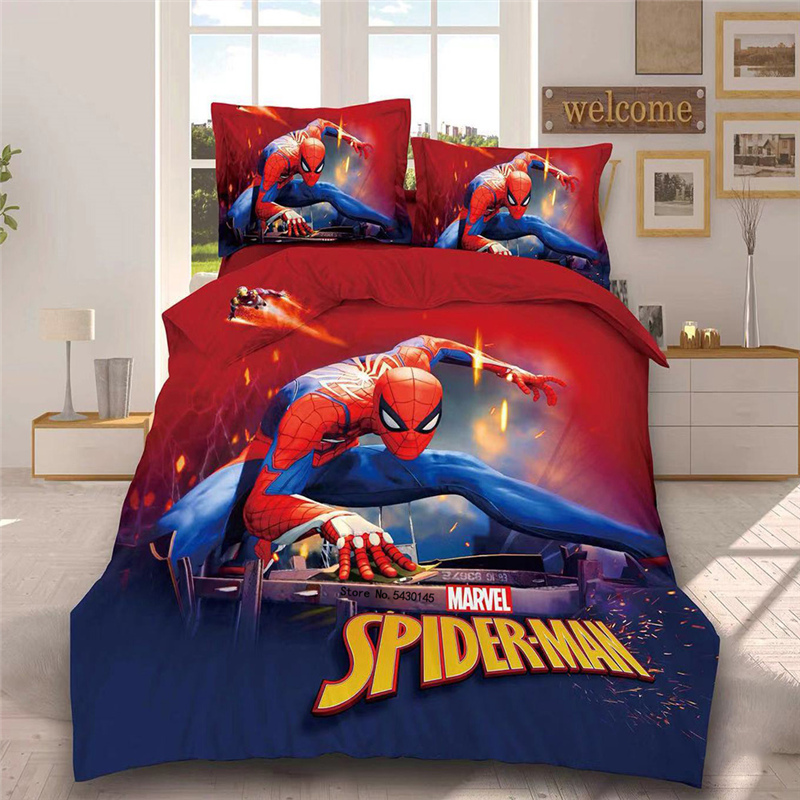 网红Spiderman Bedding Set Cartoon Boy Single Twin size 2/3/4 - 图2