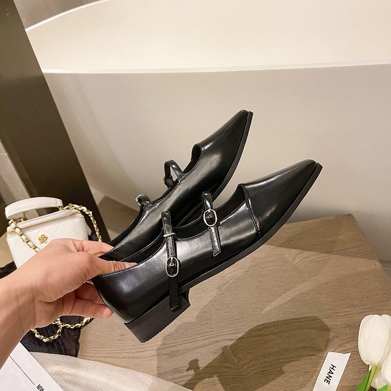 传祺女鞋~复古黑色玛丽珍女鞋2y024春夏新款尖头平底浅口单鞋凉鞋,淘宝优惠券,粉丝福利购,淘宝优惠卷