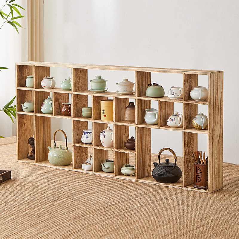 Solid wood Chinese tea cup shelf storage rack wall-mounted Bogu rack wall-mounted Duobao Pavilion display rack tea set storage rack