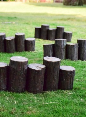 户外别墅庭院景观装饰仿真树脂树桩雕塑花园草坪花圃围栏园林摆件